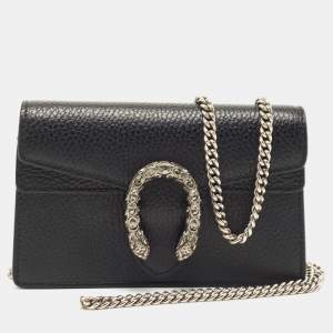 Gucci Black Leather Super Mini Dionysus Chain Bag