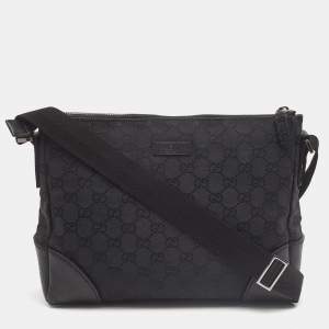 Gucci Black Canvas GG Logo Crossbody Messenger Bag 