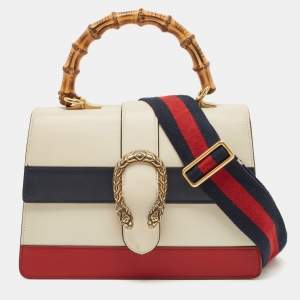 Pre Owned Gucci Tricolor Leather Medium Dionysus Bamboo Top Handle Bag