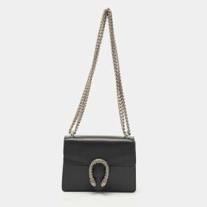 Pre Owned Gucci Black Leather Mini Dionysus Shoulder Bag