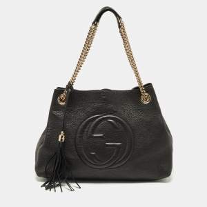 Pre Owned Gucci Black Leather Medium Soho Chain Shoulder Bag