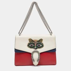 Pre Owned Gucci Tricolor Leather Medium Limited Edition Dionysus Crystals Shoulder Bag
