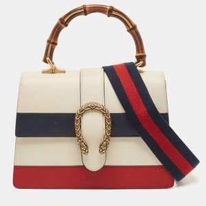 Pre Owned Gucci Tricolor Leather Medium Dionysus Bamboo Top Handle Bag