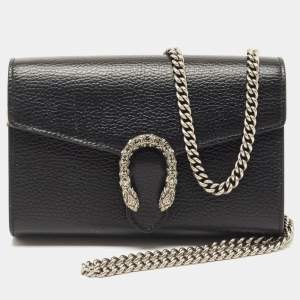 مملوكة مسبقًا Gucci Black Leather Dionysus Wallet On Chain