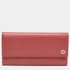 Gucci Pink Leather Interlocking G Continental Wallet