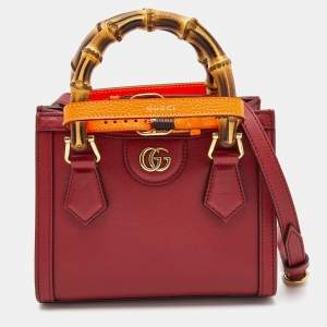 Gucci Red Leather Mini Diana Tote
