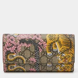 Gucci Multicolor GG Supreme Canvas Bengal Flap Long Wallet