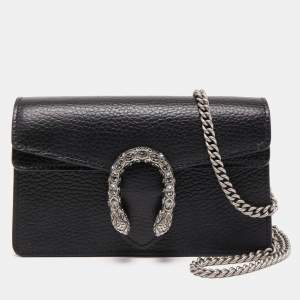 Gucci Black Leather Super Mini Dionysus Chain Bag