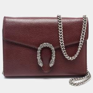  Gucci Burgundy Leather Dionysus Wallet On Chain