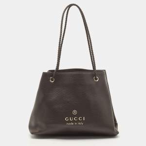 Pre Owned Gucci Brown Leather Gifford Tote