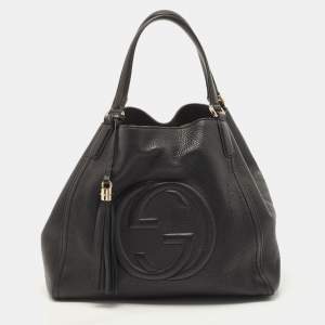 Pre Owned Gucci Black Leather Small Soho Tote