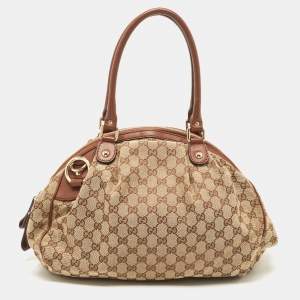 مملوكة مسبقًا Gucci Beige/Brown GG Canvas Medium Sukey Boston