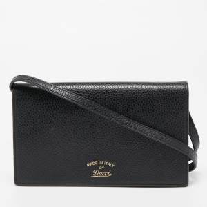 Gucci Black Leather Swing Wallet Bag
