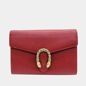 Gucci Red Leather Dionysus Clutch on Chain Bag