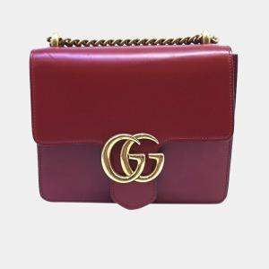 Gucci Red Leather GG Marmont Shoulder bag