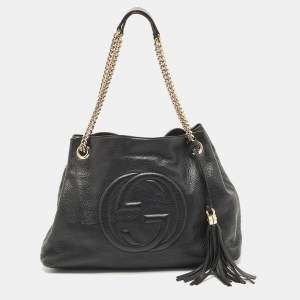 مملوكة مسبقًا Gucci Black Leather Medium Soho Chain Shoulder Bag
