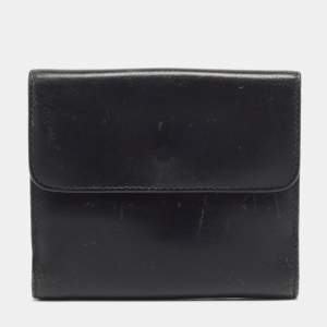 Gucci Black Leather Square G French Wallet