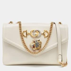 Gucci Off White Leather Medium Rajah Shoulder Bag