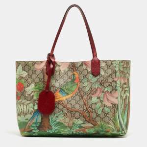 مملوكة مسبقًا Gucci Red/Beige Tian GG Supreme Canvas Shopper Tote
