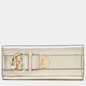 Gucci Gold Leather Romy Clutch