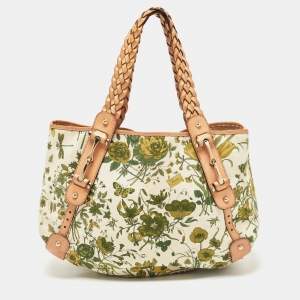 Gucci Green/Beige Floral Canvas and Pelham Hobo