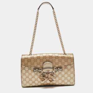 Gucci Gold Guccissima Leather Medium Emily Shoulder Bag