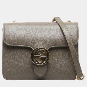 Gucci Grey Leather Small Interlocking G Crossbody Bag