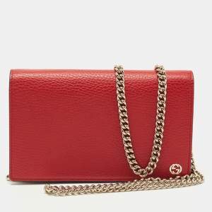 Gucci Red Leather Betty Wallet on Chain