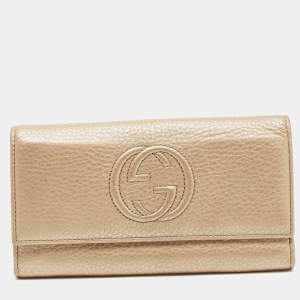 Gucci Gold Leather Soho Continental Wallet