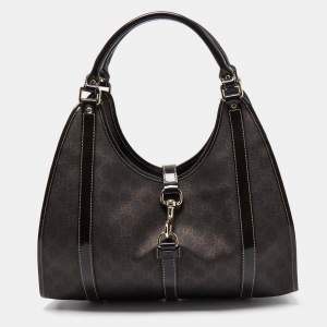 Pre Owned Gucci Brown GG Supreme Canvas and Leather Jackie O Hobo