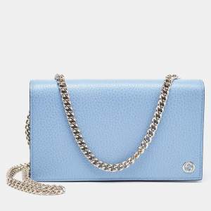 Gucci Light Blue Leather Betty Wallet on Chain