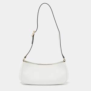 Pre Owned Gucci White Microguccissima Leather Zip Baguette Bag