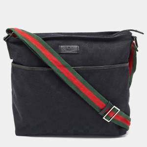 Gucci Black GG Canvas Messenger Bag