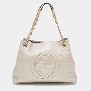 Gucci Pale Gold Leather Medium Soho Chain Tote