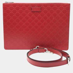 Gucci Red Leather Clutch Bag