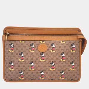 Gucci Brown Canvas Disney Clutch Bag