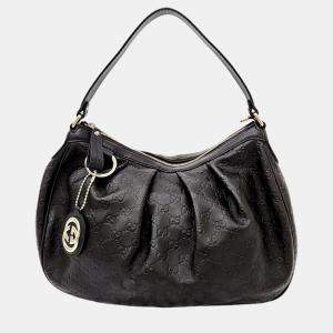 Pre Owned Gucci Dark Brown Leather Cimaline Shoulder Bag (364843)