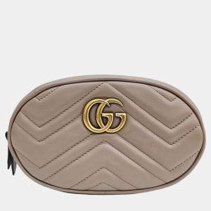 Gucci Beige Leather GG Marmont Belt Bag
