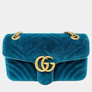Pre Owned Gucci Marmont Matrace Velvet Shoulder Bag (443497)