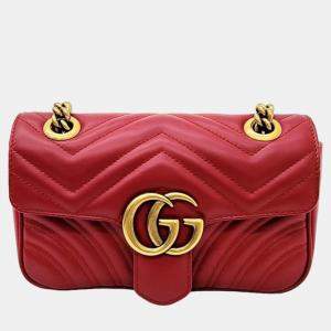 Gucci Red Leather GG Marmont Bag