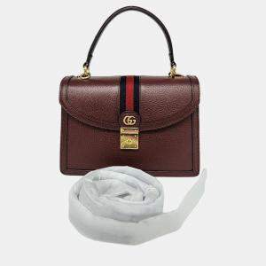 Gucci Brown Leather Ophidia Top Handle Bag 