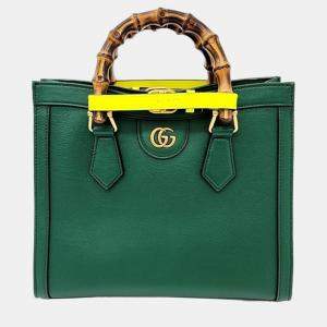 Gucci Green Leather Small Diana Tote Bag 