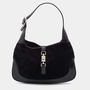 مملوكة مسبقًا Gucci Black Suede and Leather Jackie O Hobo