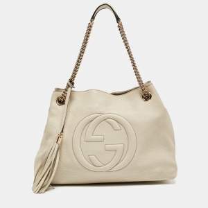 Pre Owned Gucci Off-White Leather Medium Chain Soho Shoulder Bag