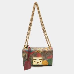 Pre Owned Gucci Multicolor Tian GG Supreme Canvas Small Padlock Shoulder Bag