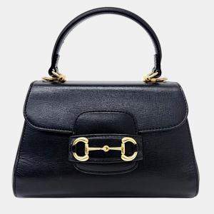 Gucci Black Leather 1955 Horsebit Small Top Handle Bag