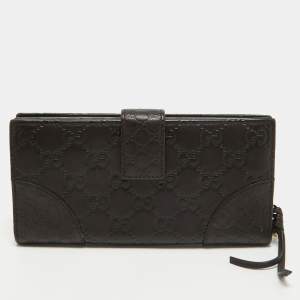 Gucci Choco Brown Guccissima Leather Bree Continental Wallet
