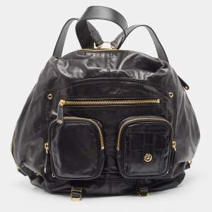 Pre Owned Gucci Black Leather Large Darwin Convertible Backpack