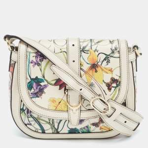Pre Owned Gucci Multicolor Floral Printed Leather Small Nice Shoulder Bag