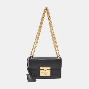 Pre Owned Gucci Black Leather Small Padlock Shoulder Bag